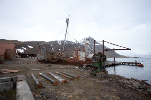 Epave d'un navire de chasse à la baleine à Grytviken © Samuel Blanc