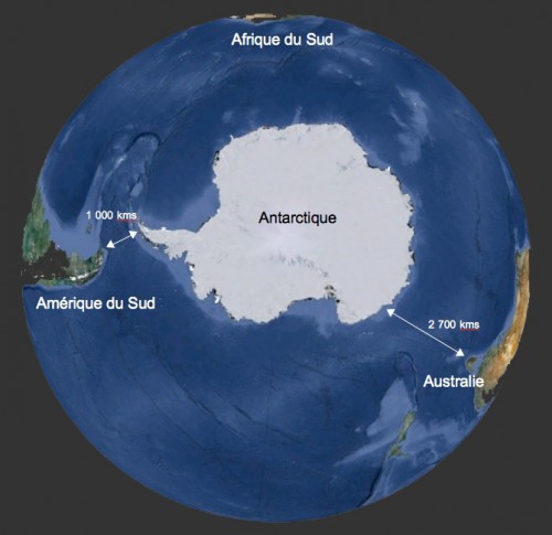 Carte des trajets vers l'Antarctique Carte des trajets vers l'Antarctique